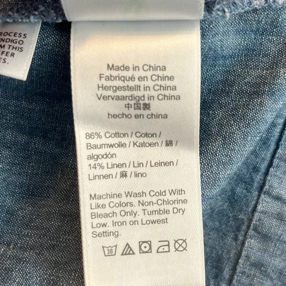 J. Crew Blue Denim Midi Dress with Smocked Neck - Picture 14 of 14